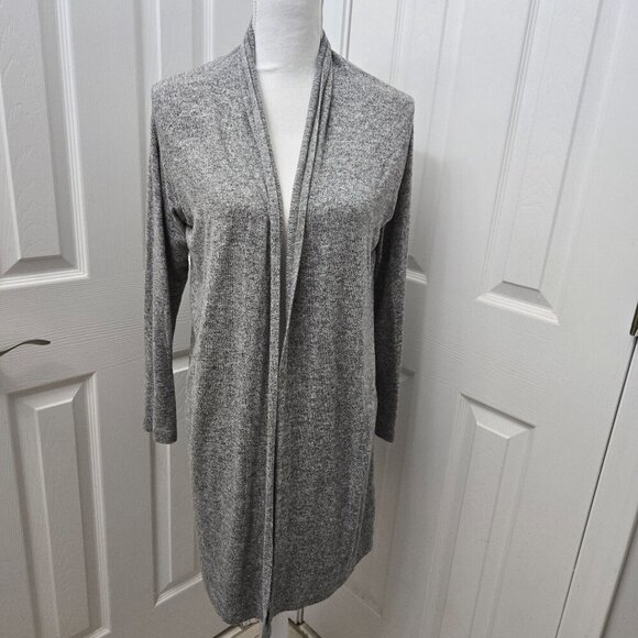 Soft surroundings Long Cardigan Womens Small Heathered Gray Open Longline Classi - Picture 1 of 10